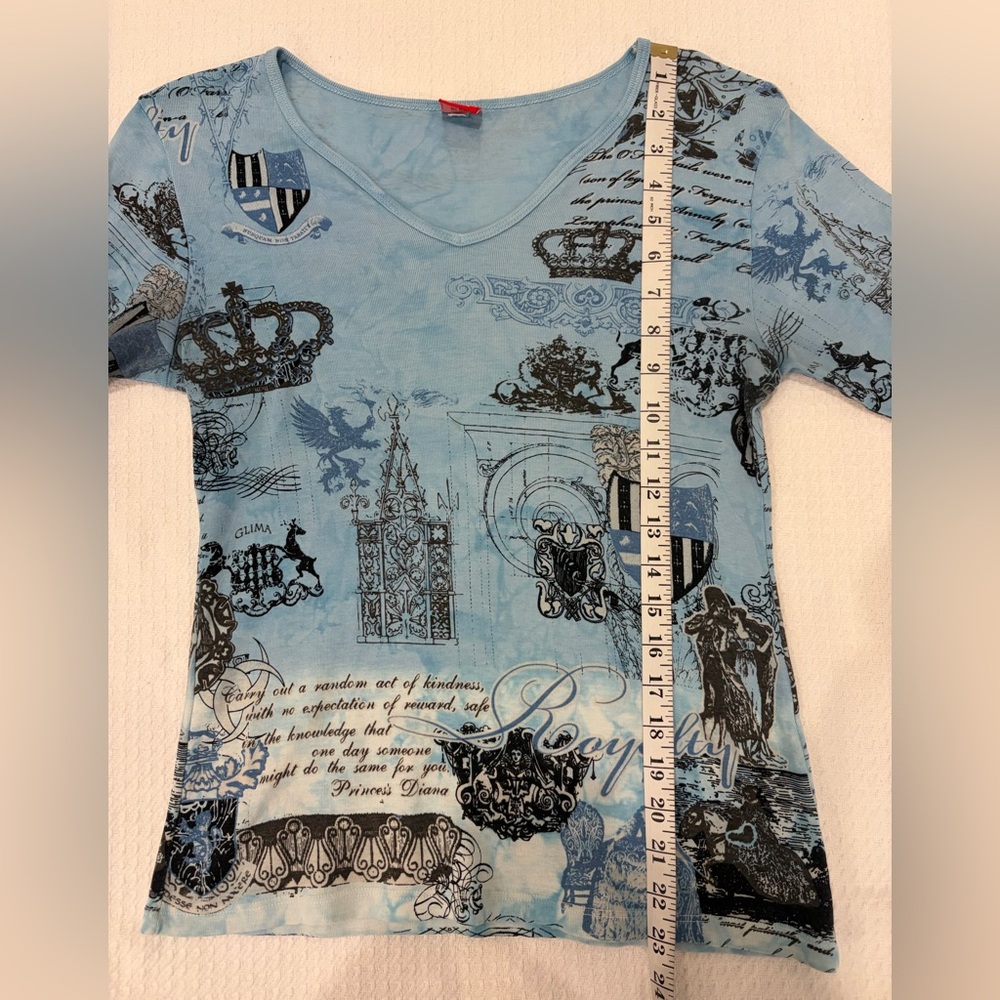 VTG Glima Y2K Grunge Gothic Print Top Size Medium Made in USA Royalty - Picture 11 of 14